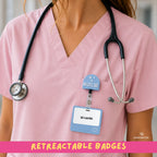 Personalised Name Badge Reel – Custom ID Holder for Nurses, Educators, Midwives