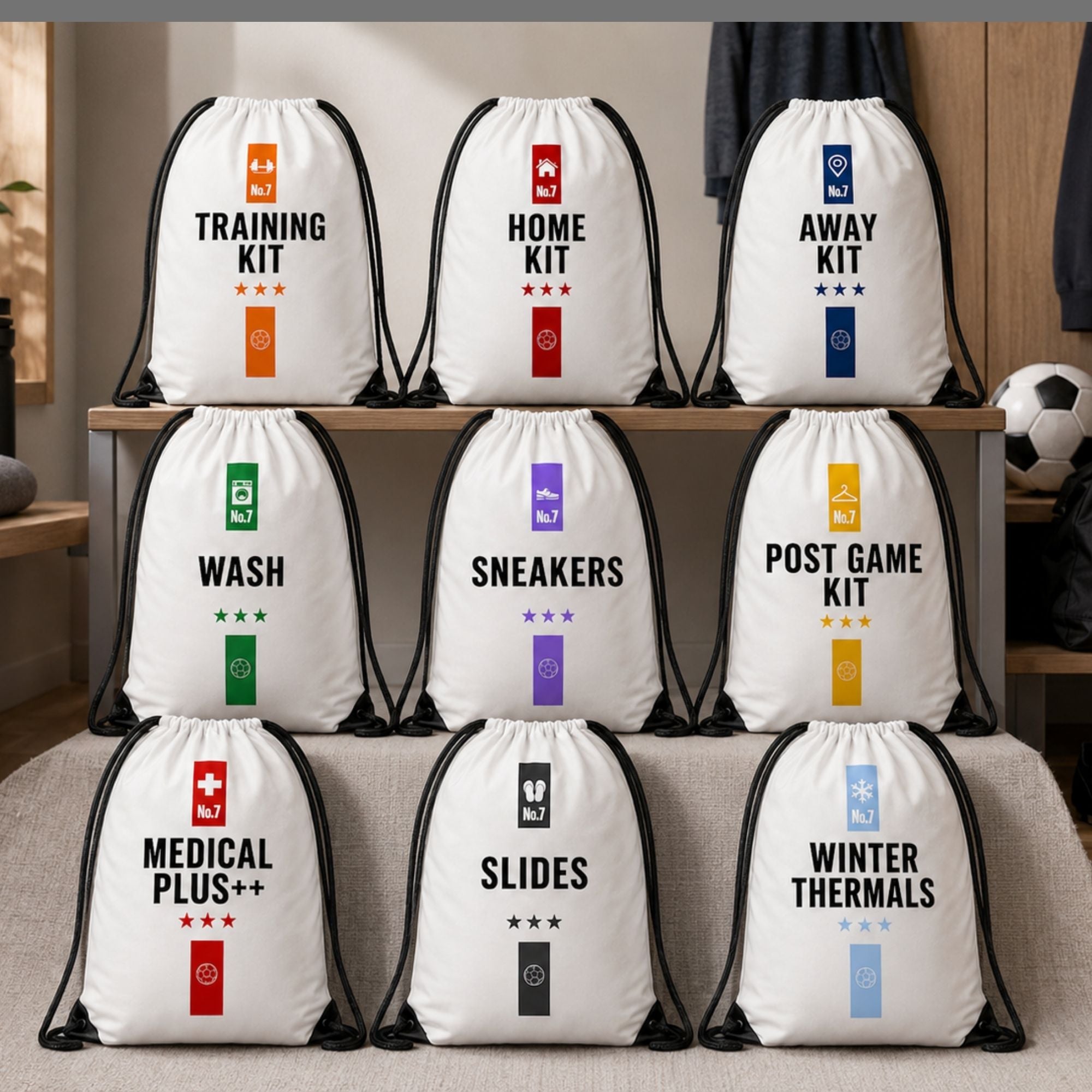Soccer Pack. Play. Repeat. Drawstring