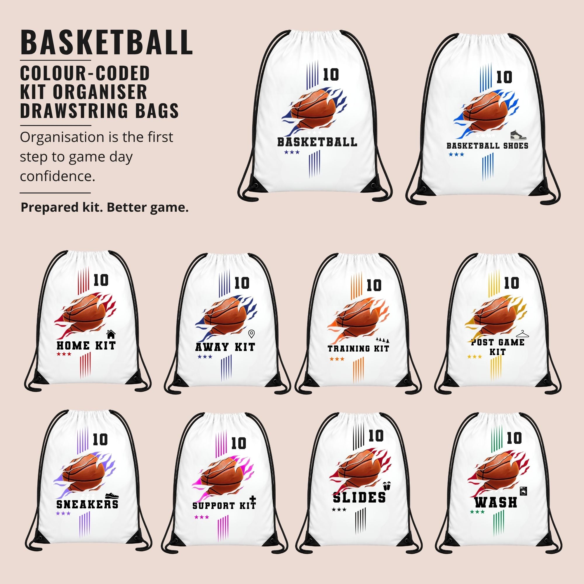 Basketball Kit Drawstring Bags