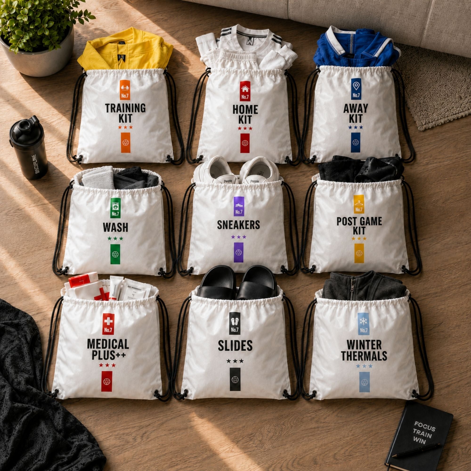 Soccer Pack. Play. Repeat. Drawstring