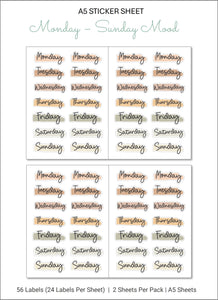 MON - SUNDAY Mood Sticker Sheet A5
