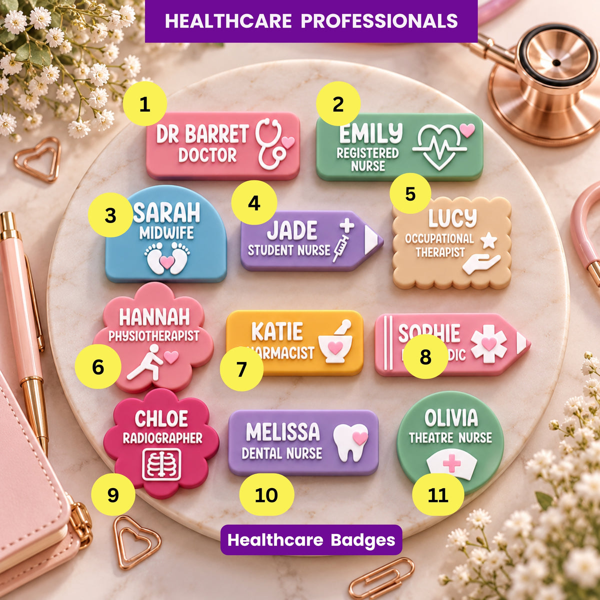 BLOOM Custom Healthcare Work Name Badge