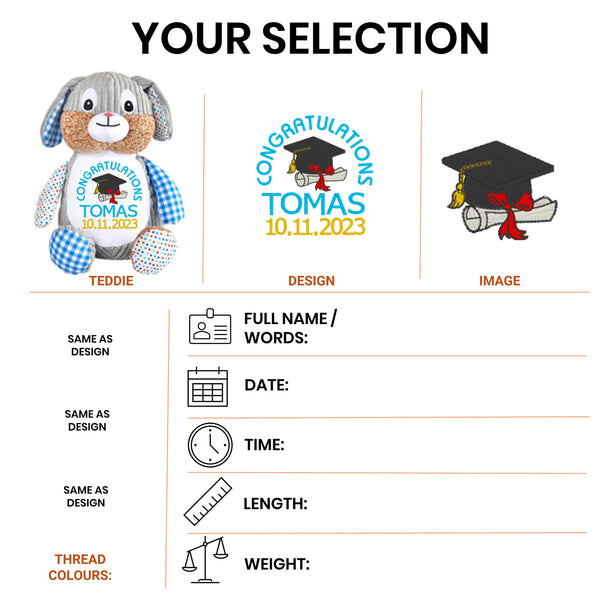 Graduation Hat Clovis Teddy