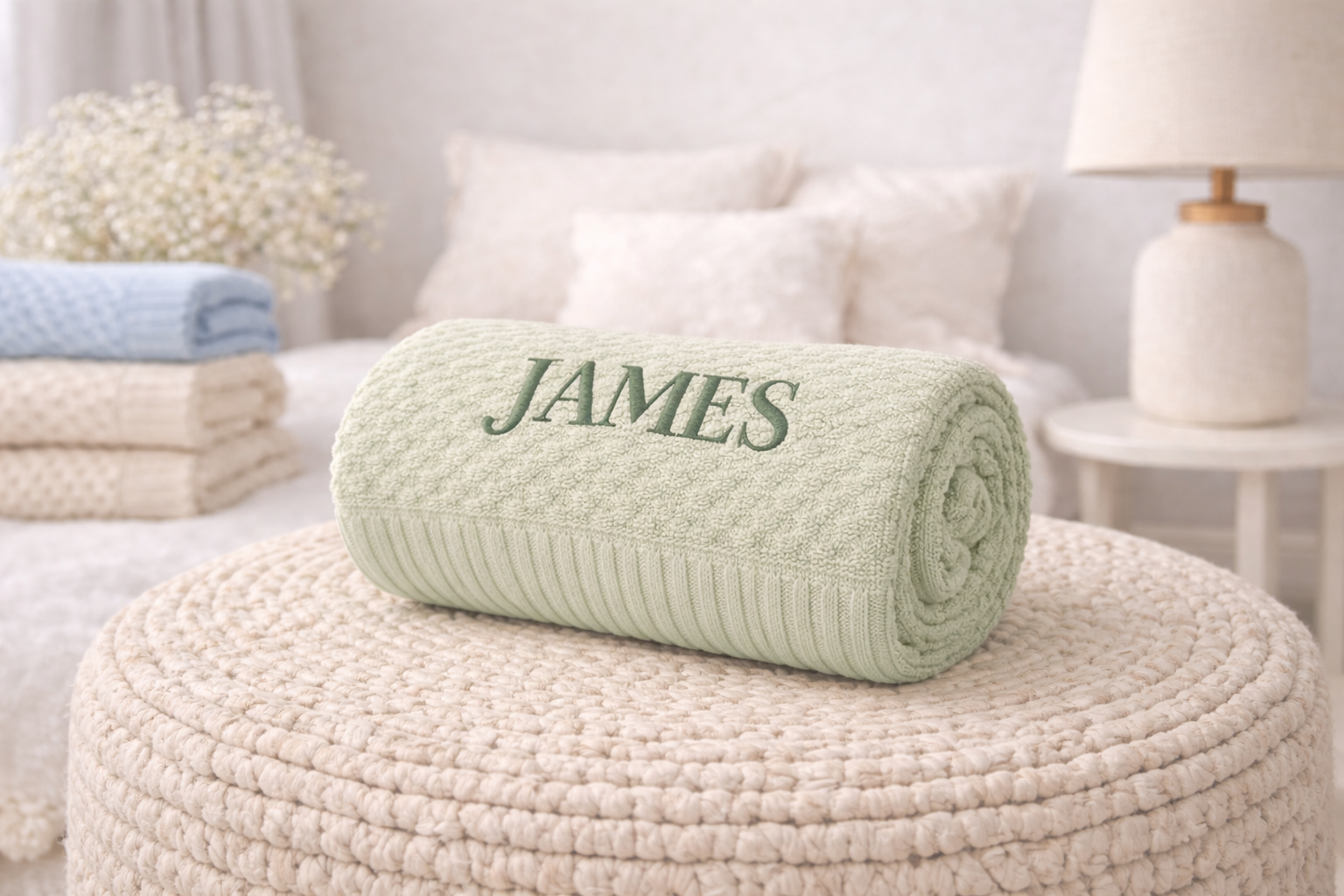 Green Basket Weave Kit Blanket