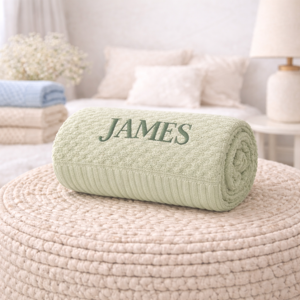 Green Basket Weave Kit Blanket