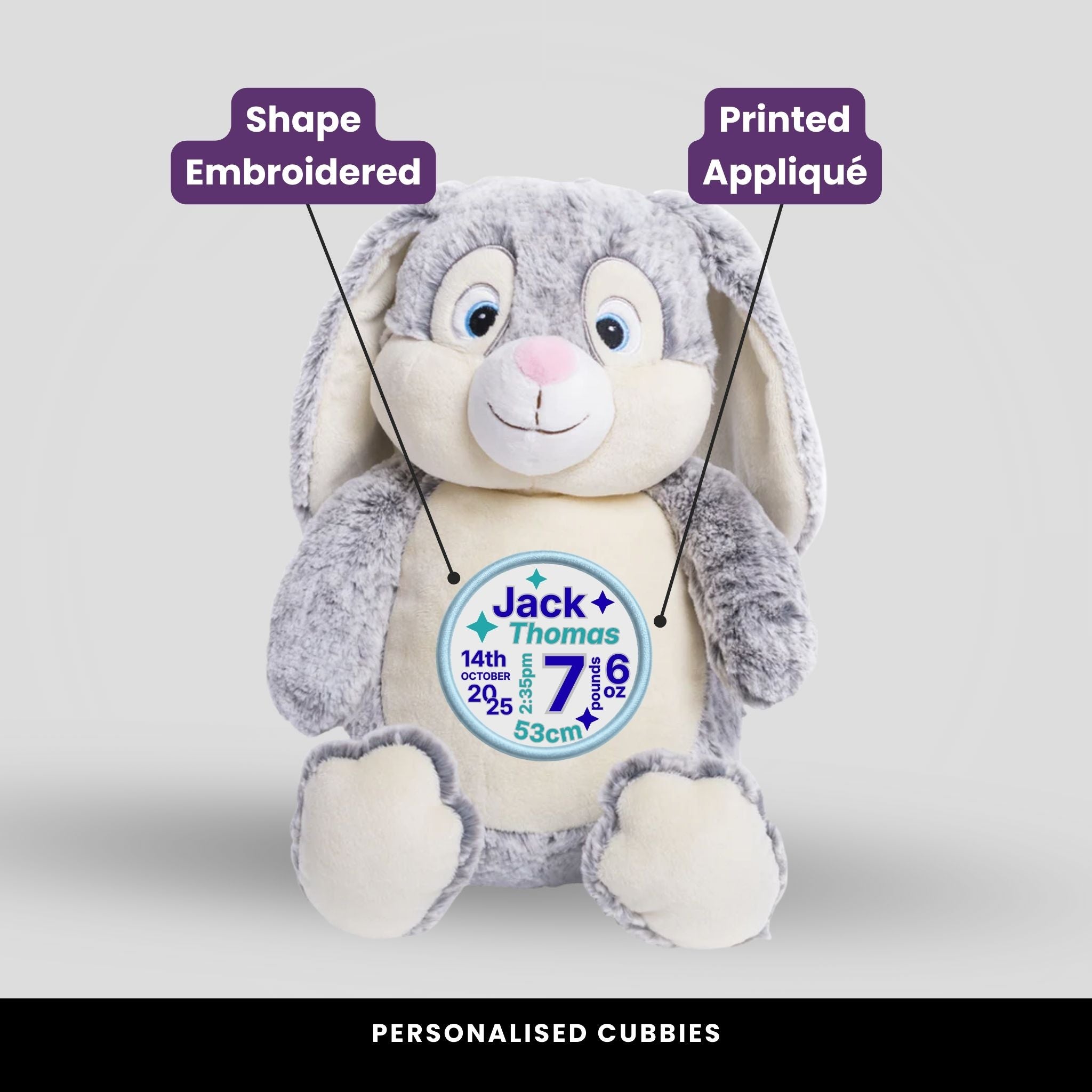 Clovis Bunny Grey Teddie Cubbie