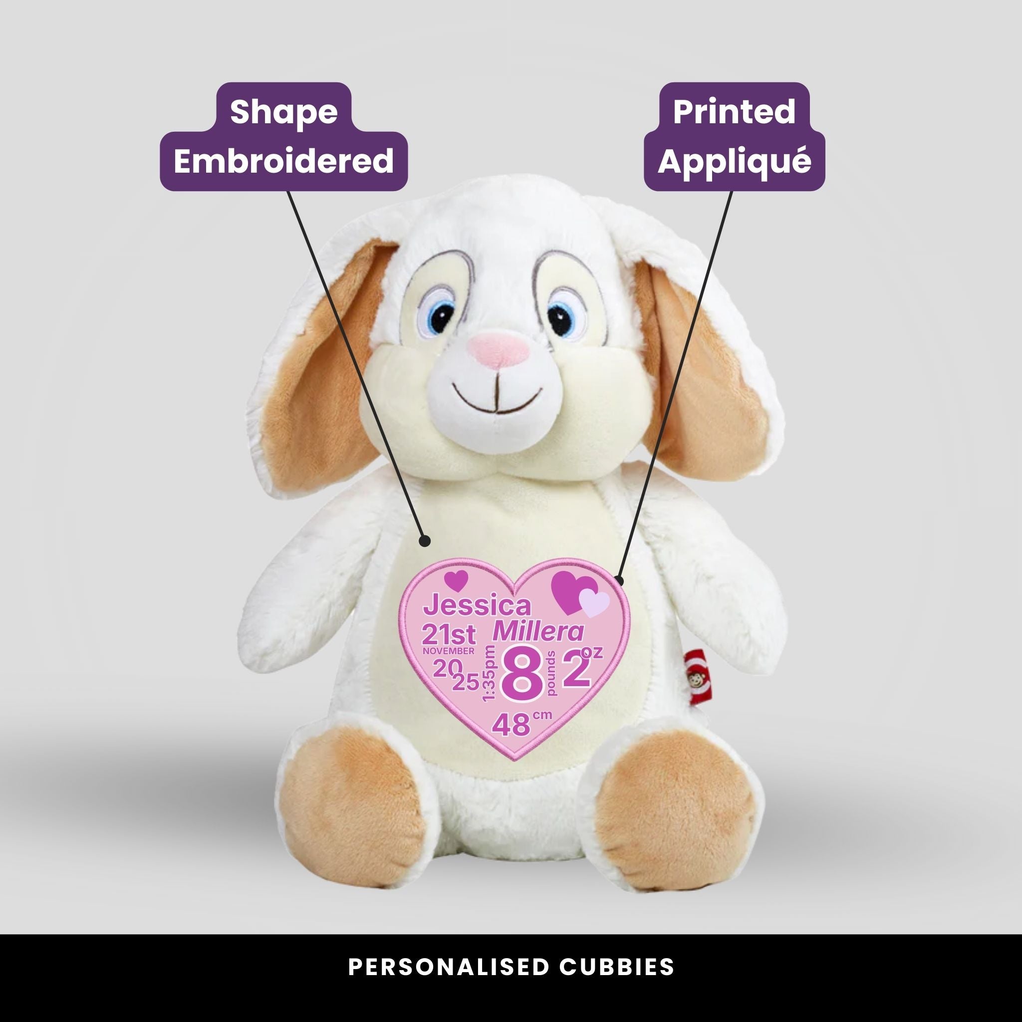 Clovis White Bunny Teddie Cubbie