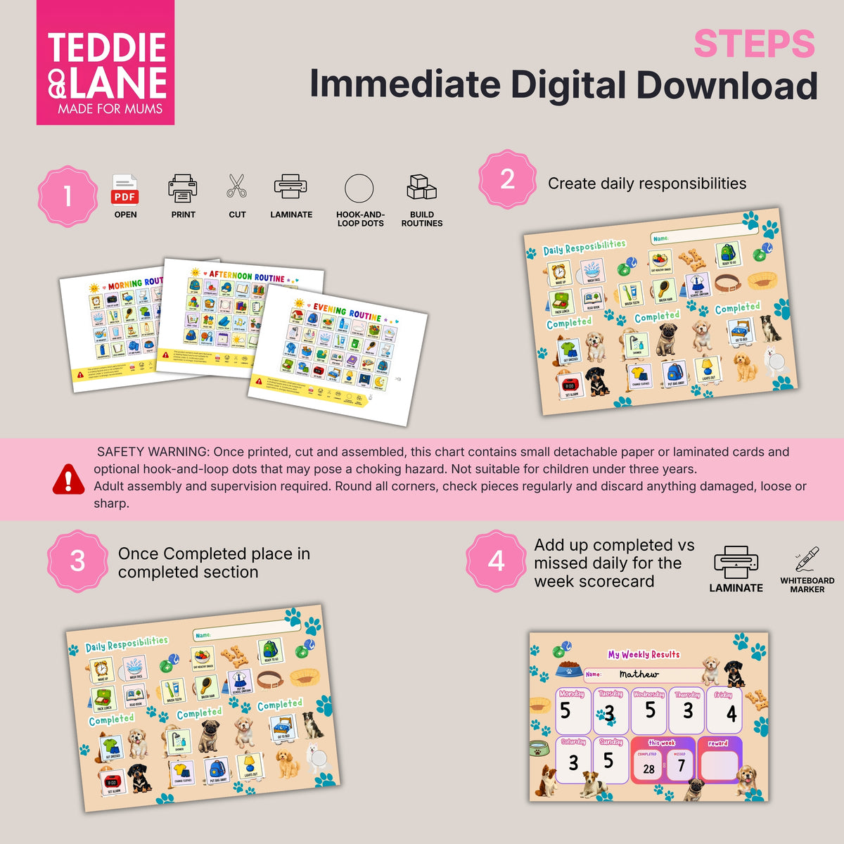 Digital Downloads PUPPY DOG Pitch Routine Chart