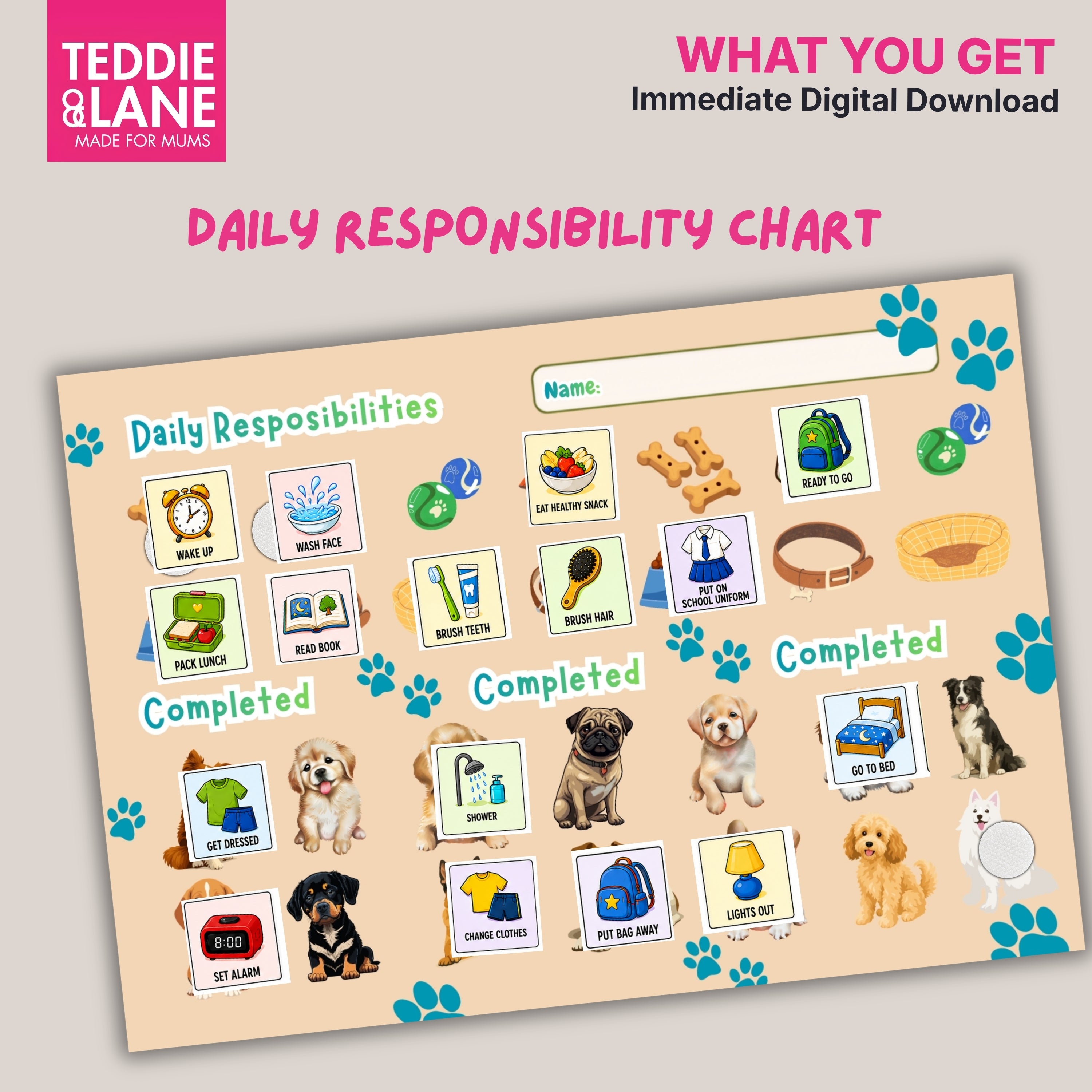 Digital Downloads PUPPY DOG Pitch Routine Chart