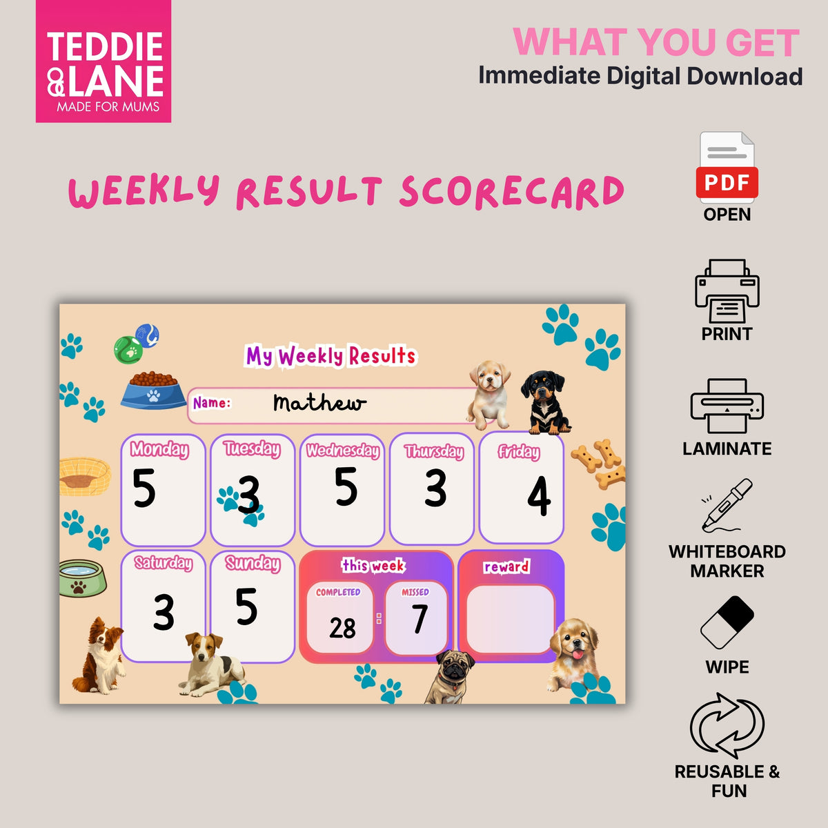 Digital Downloads PUPPY DOG Pitch Routine Chart