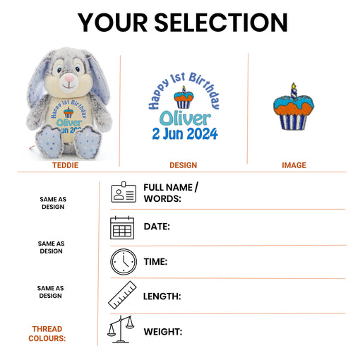 1st Birthday Blue Star Bunny