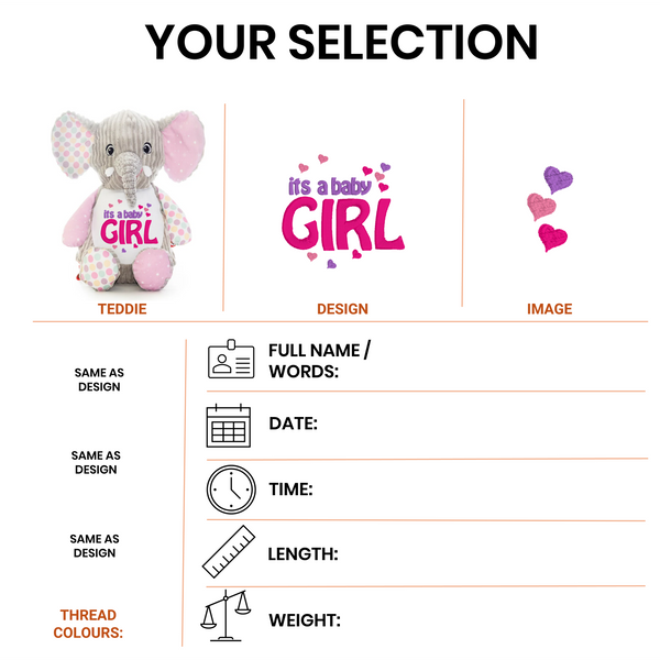 ITS A GIRL Elephant Bubblegum