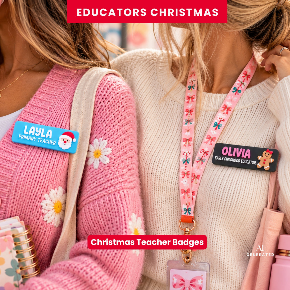 MERRY Christmas Custom Educator Name Badges