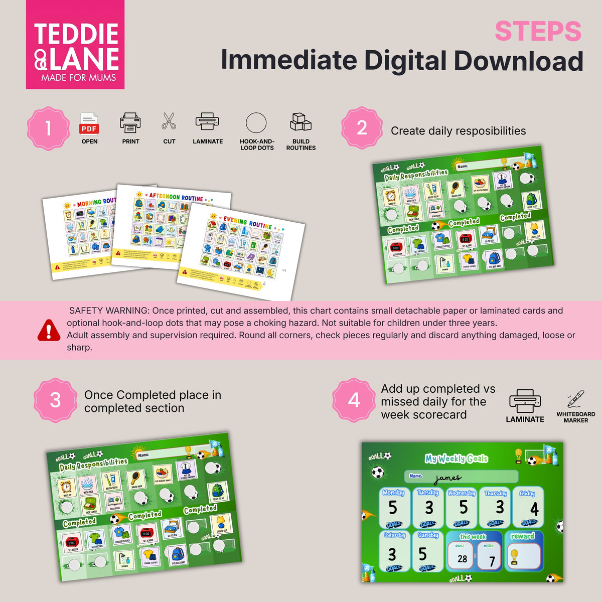 Digital Downloads SOCCER Pitch Routine Chart