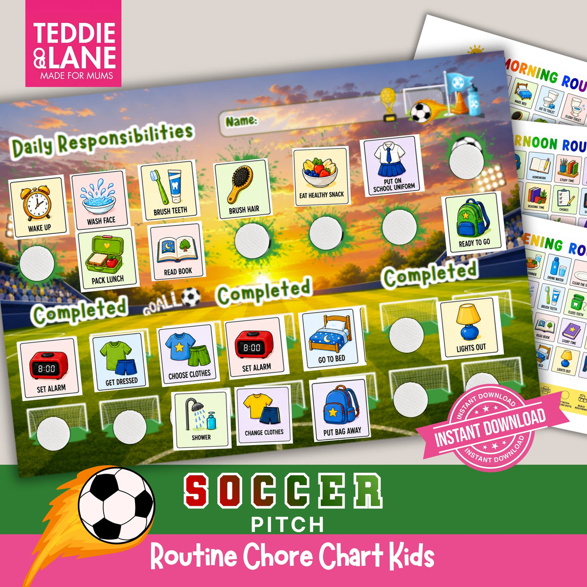Digital Downloads SOCCER Routine Chart