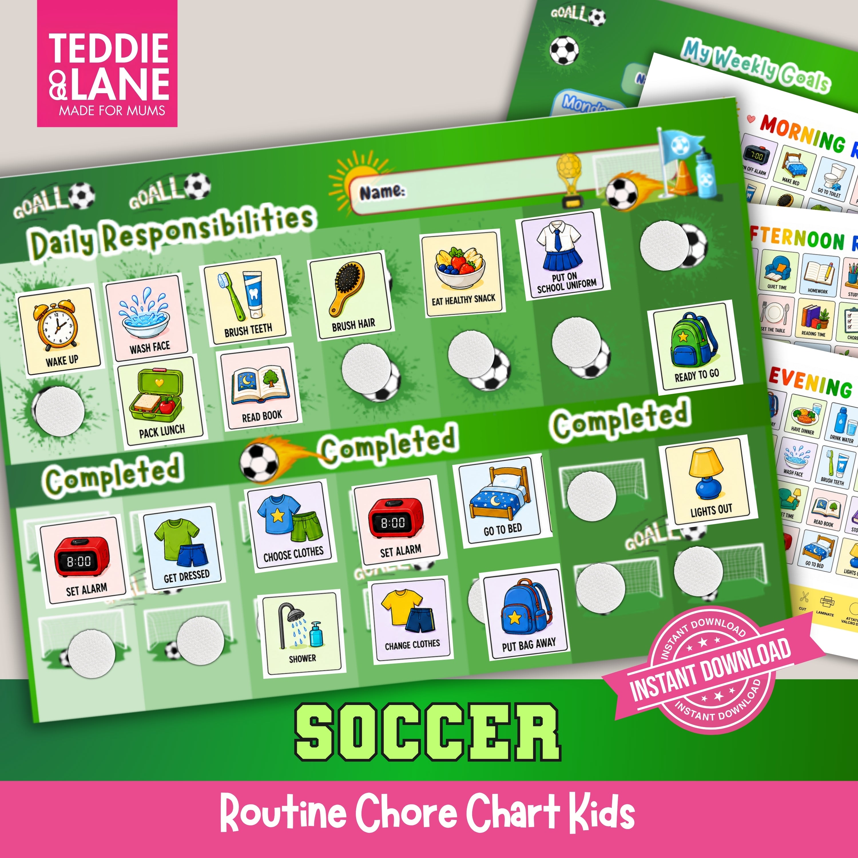 Digital Downloads SOCCER Pitch Routine Chart