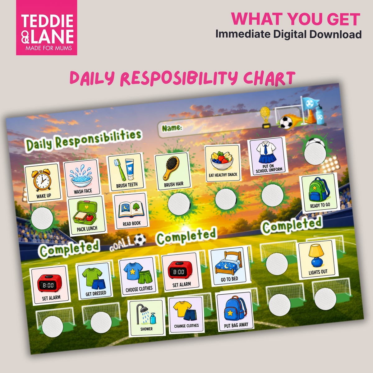 Digital Downloads SOCCER Routine Chart