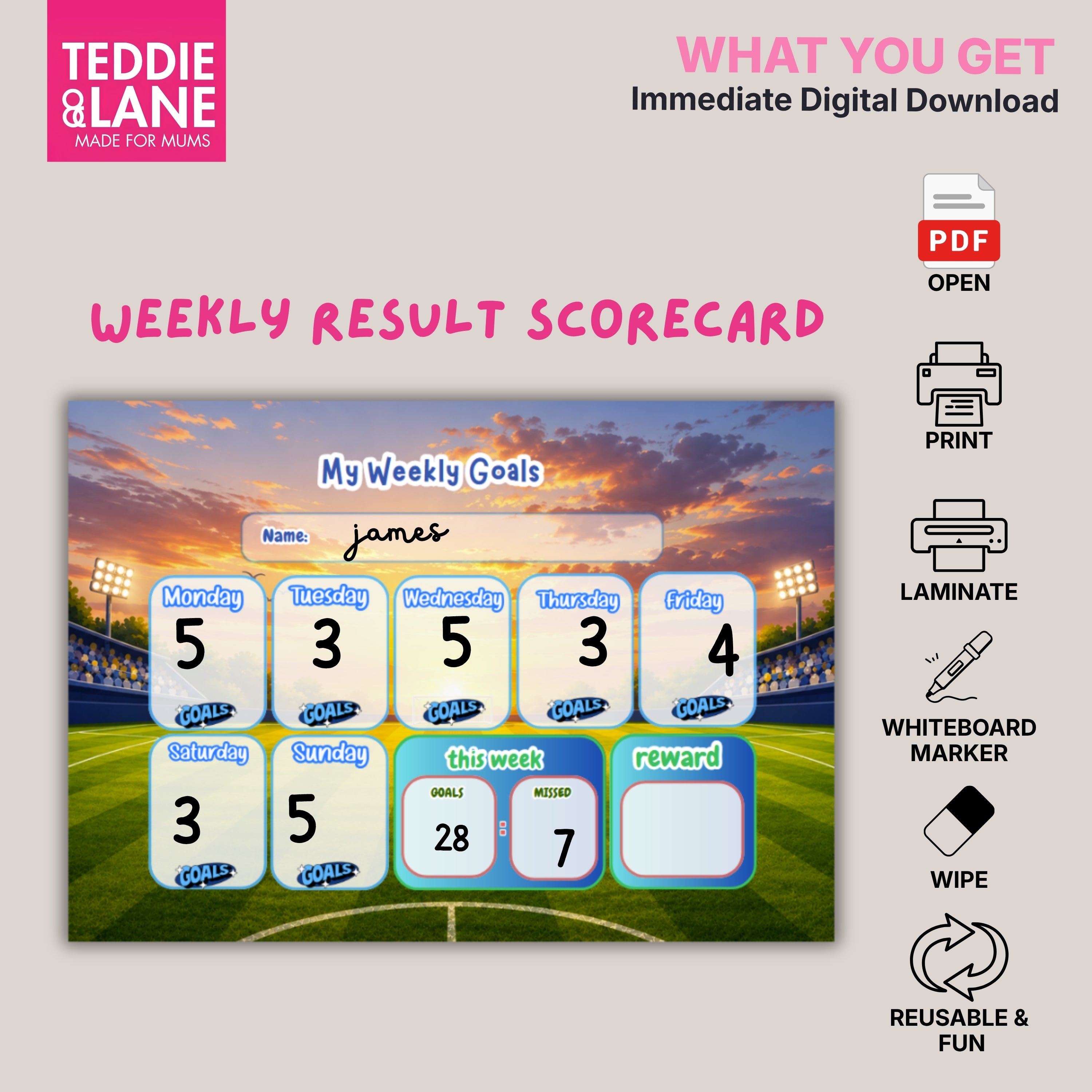 Digital Downloads SOCCER Routine Chart