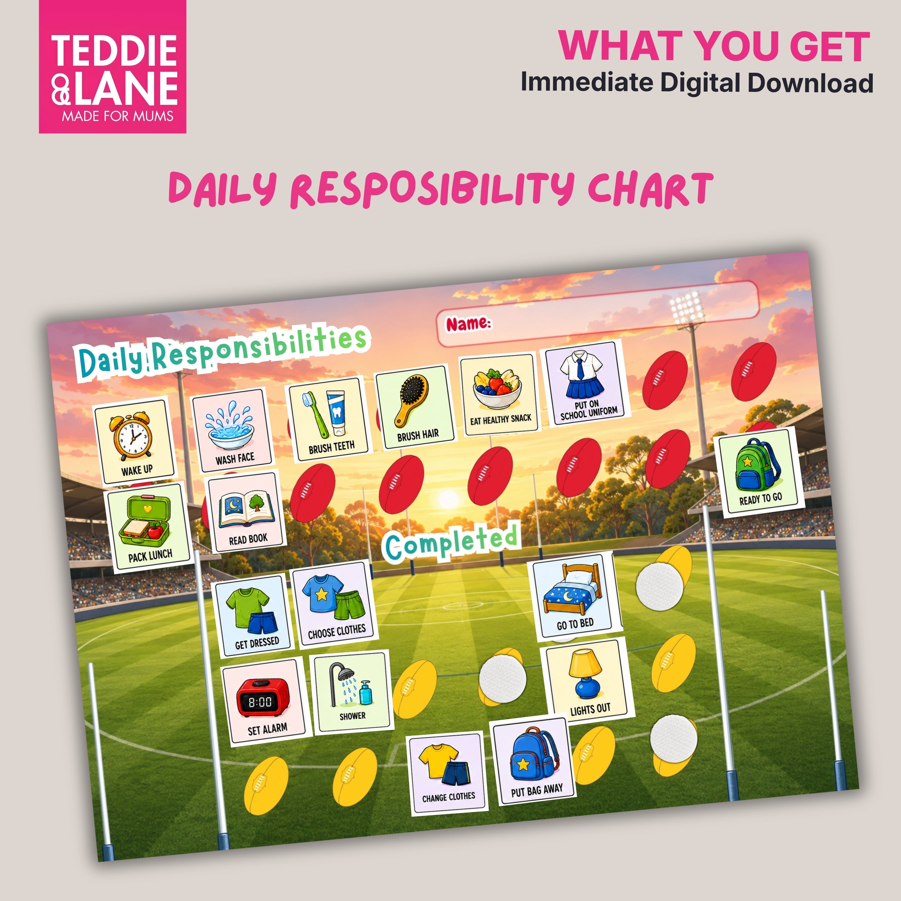 Digital Downloads Australian Rules Routien Chart