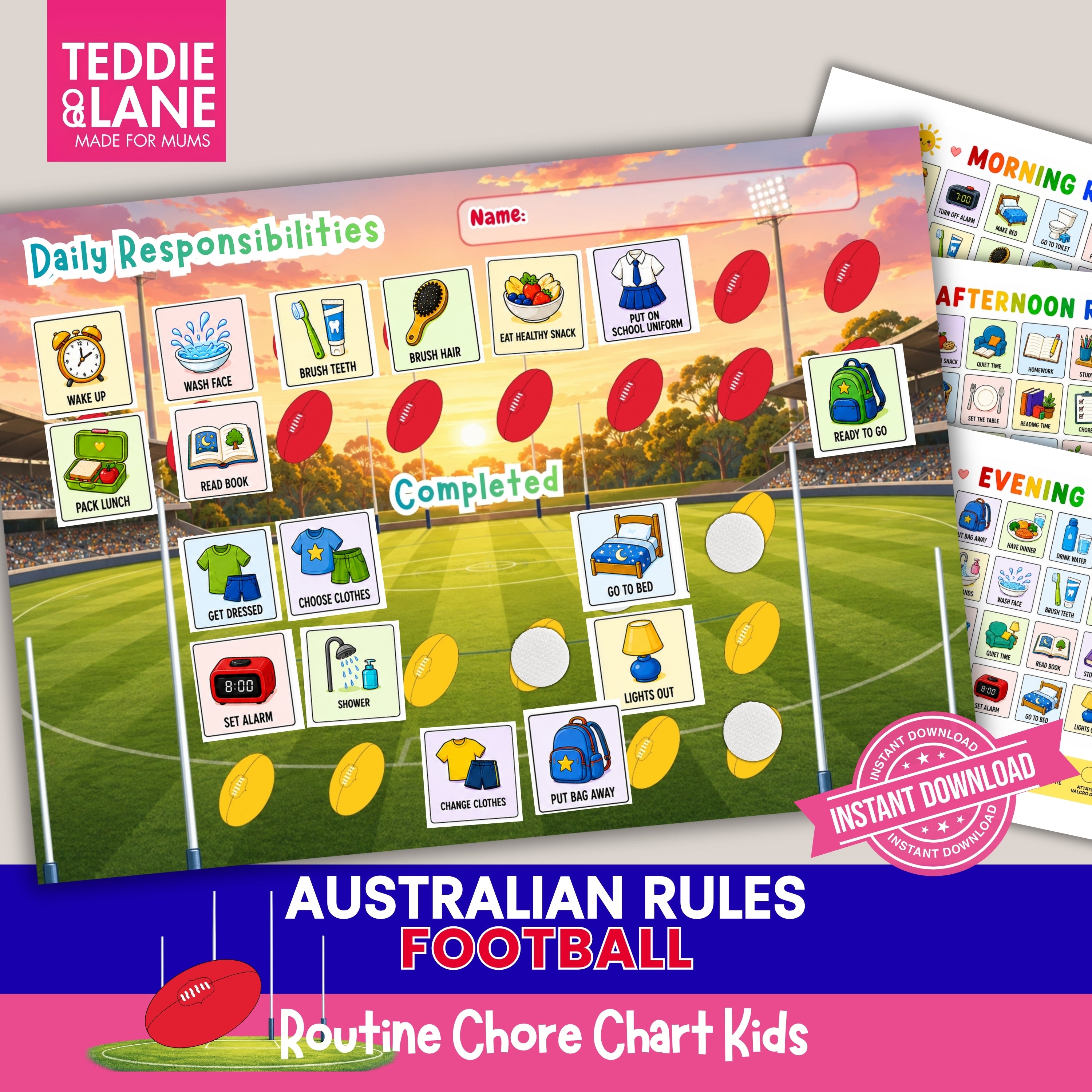 Digital Downloads Australian Rules Routien Chart
