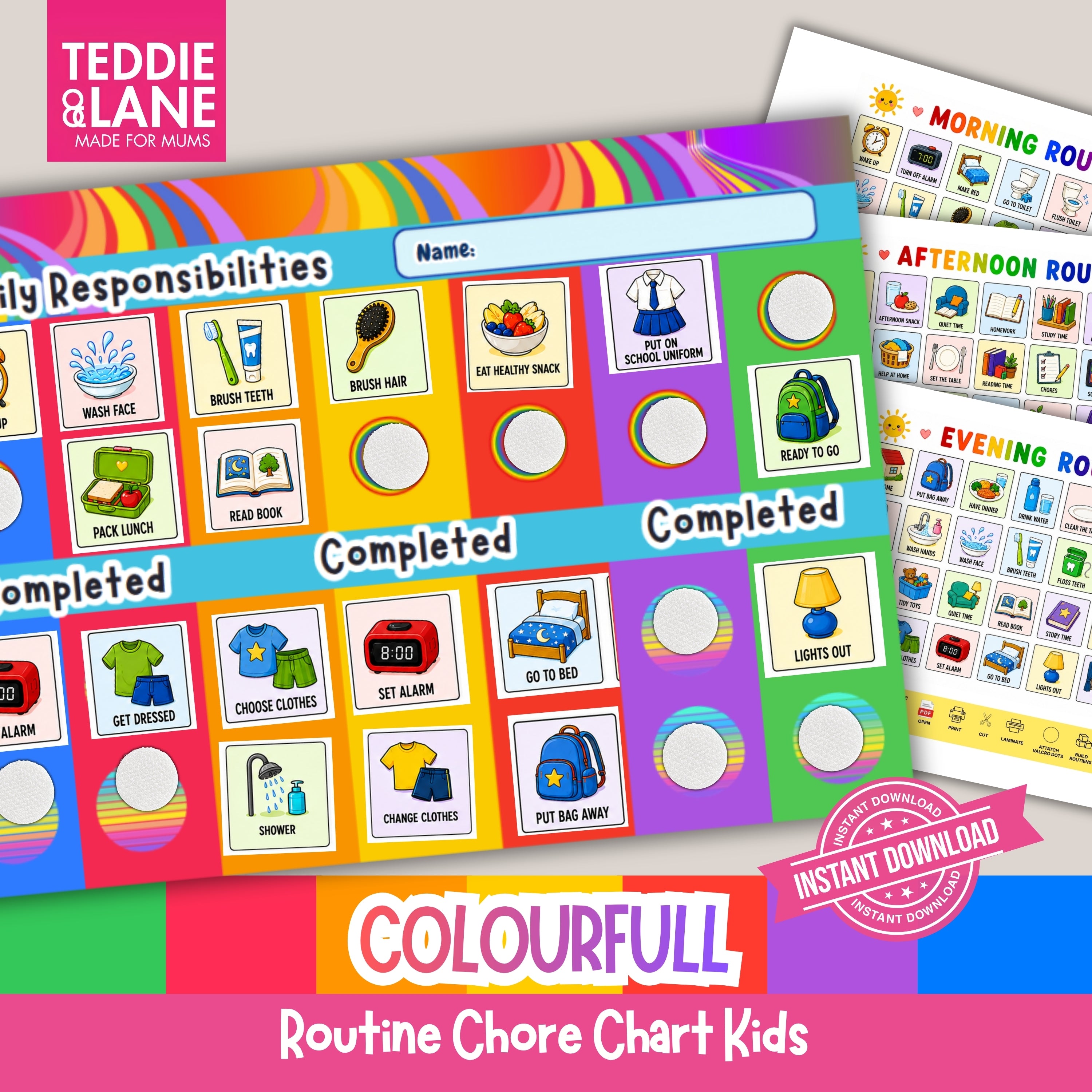 Digital Downloads COLOURFUL Routine Chart