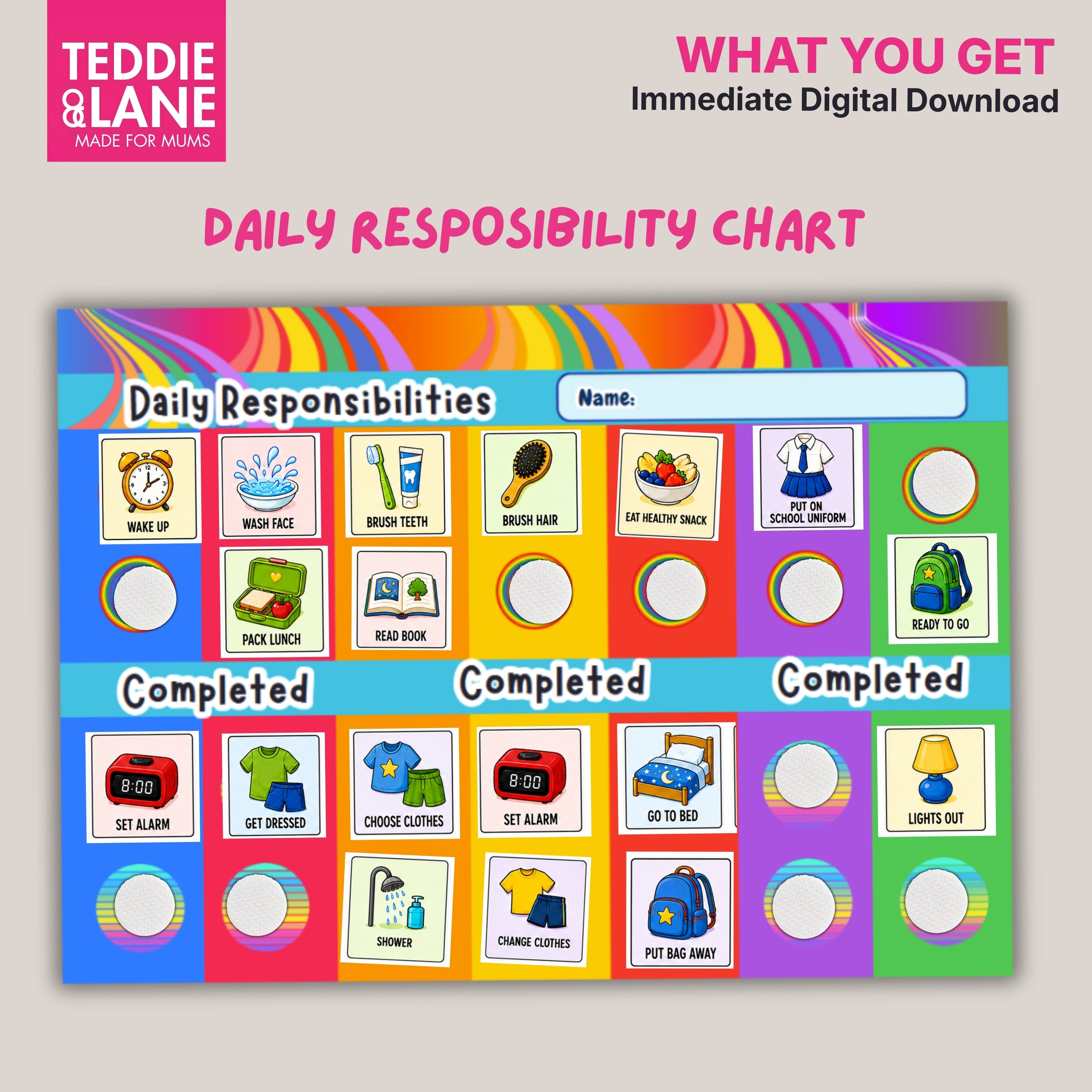 Digital Downloads COLOURFUL Routine Chart