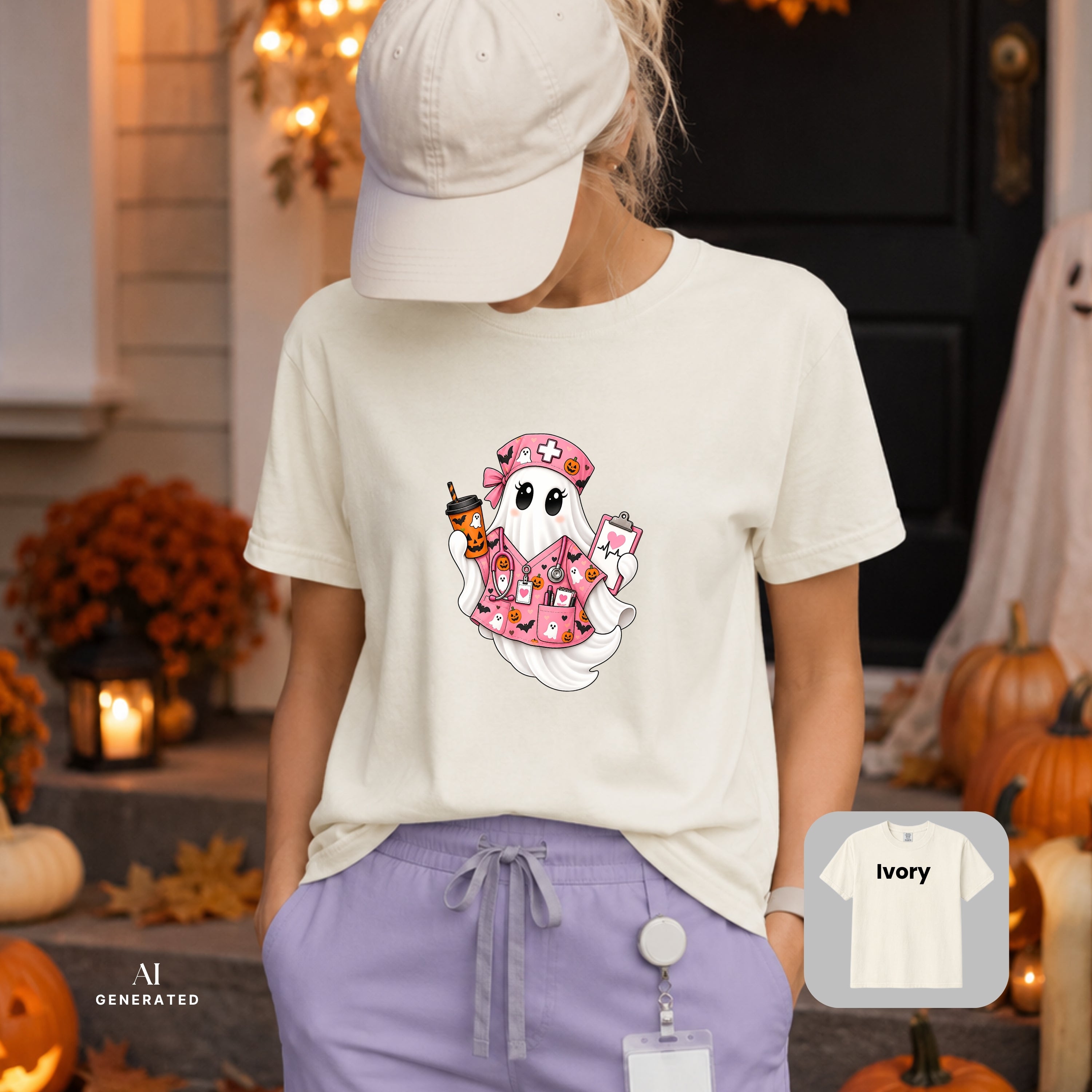 Nurse ghost Halloween Fall TShirt