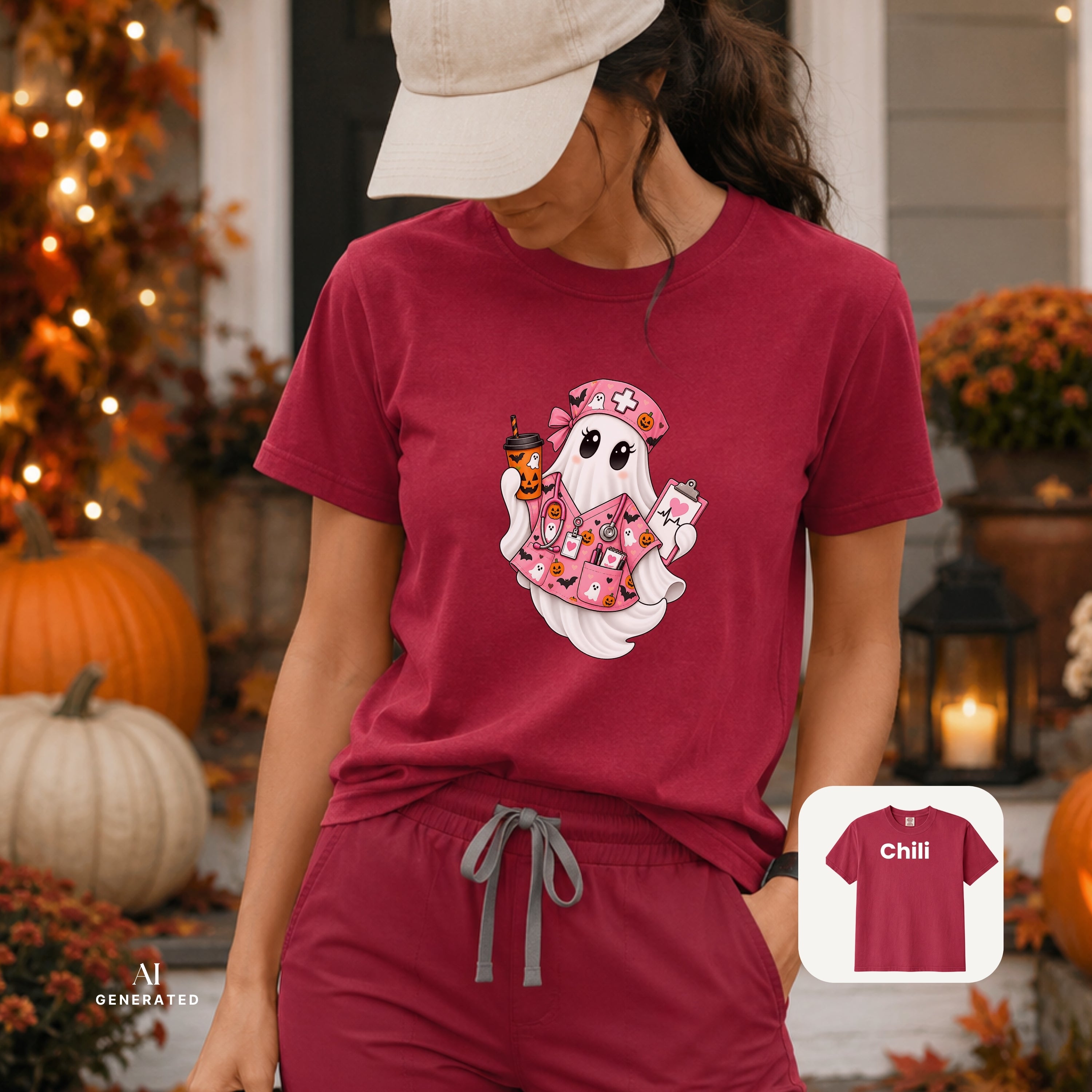 Nurse ghost Halloween Fall TShirt