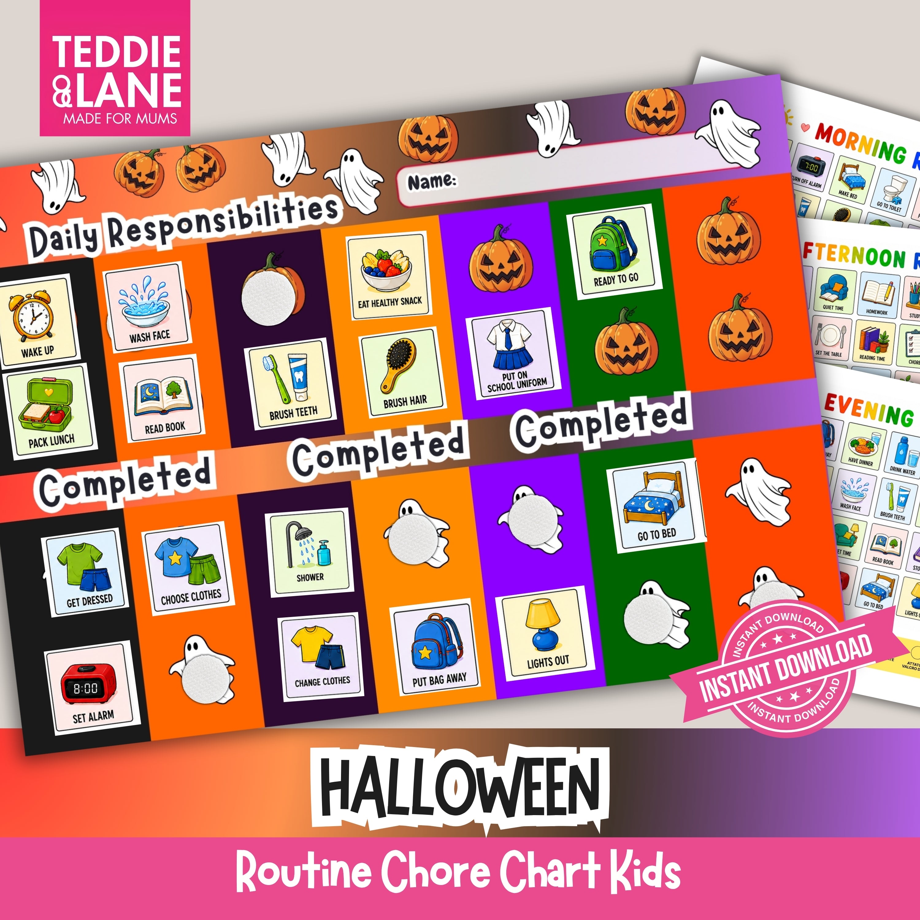 Digital Downloads HALOWEEN Routine Chart