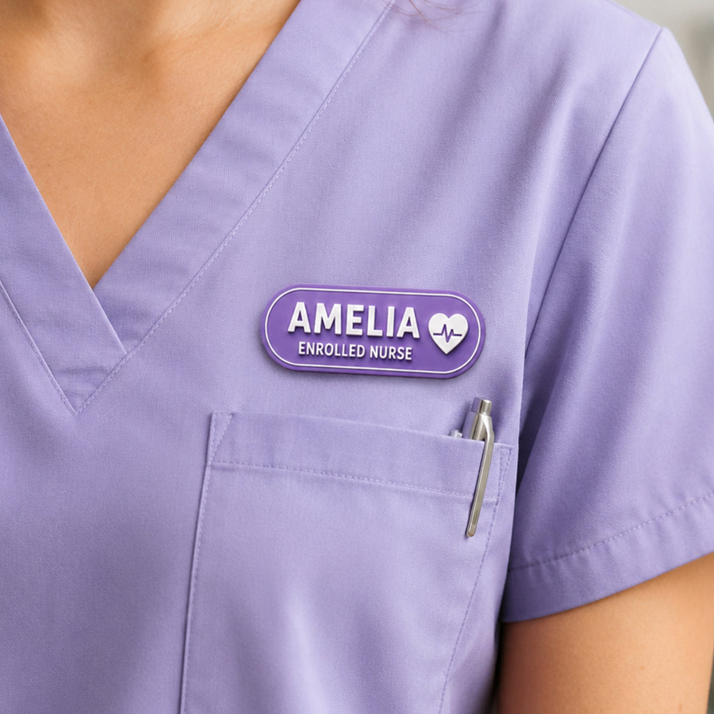 Custom Name Badge, Nurse, Teacher, Midwife, Educator, Magnetic Backing