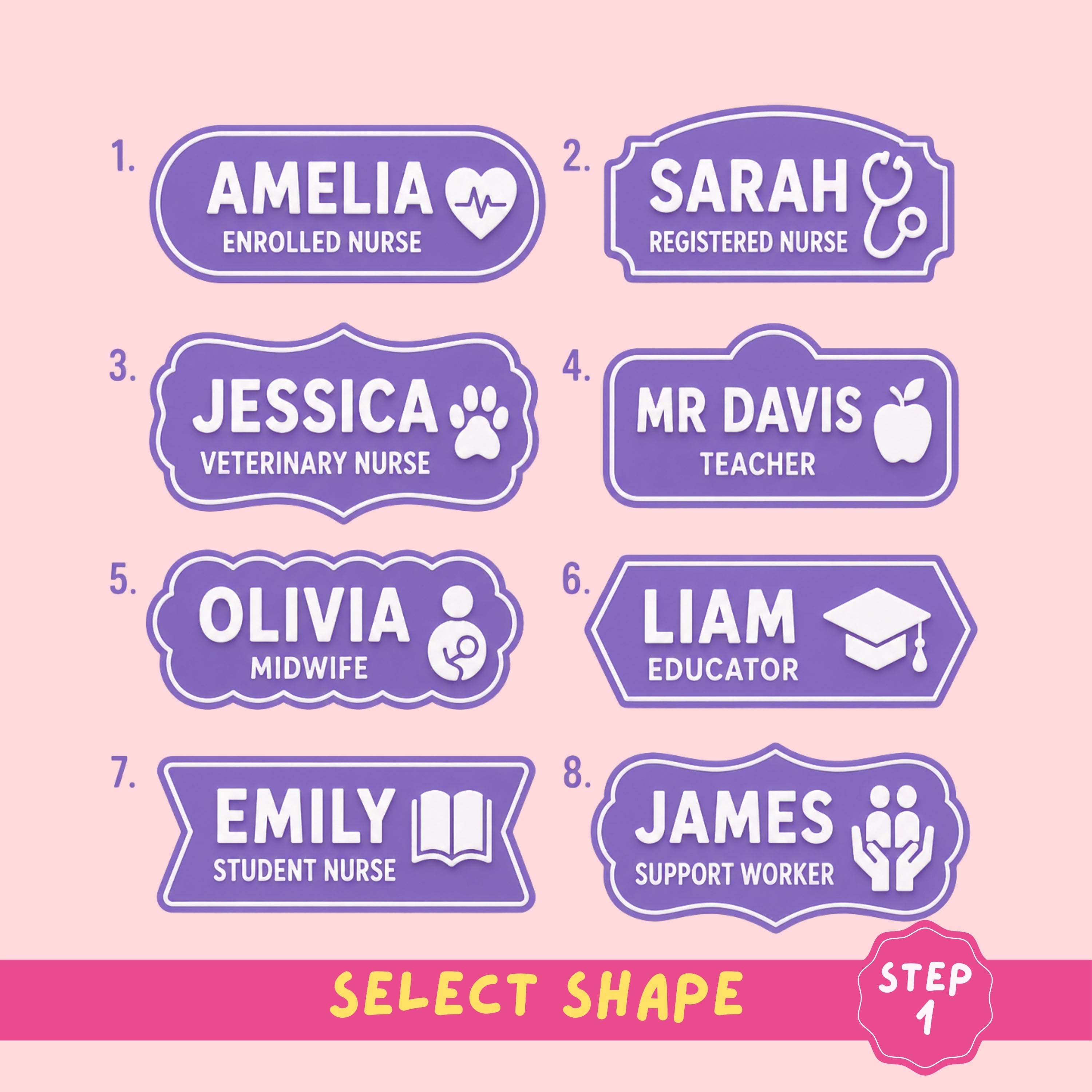 Custom Name Badge, Nurse, Teacher, Midwife, Educator, Magnetic Backing