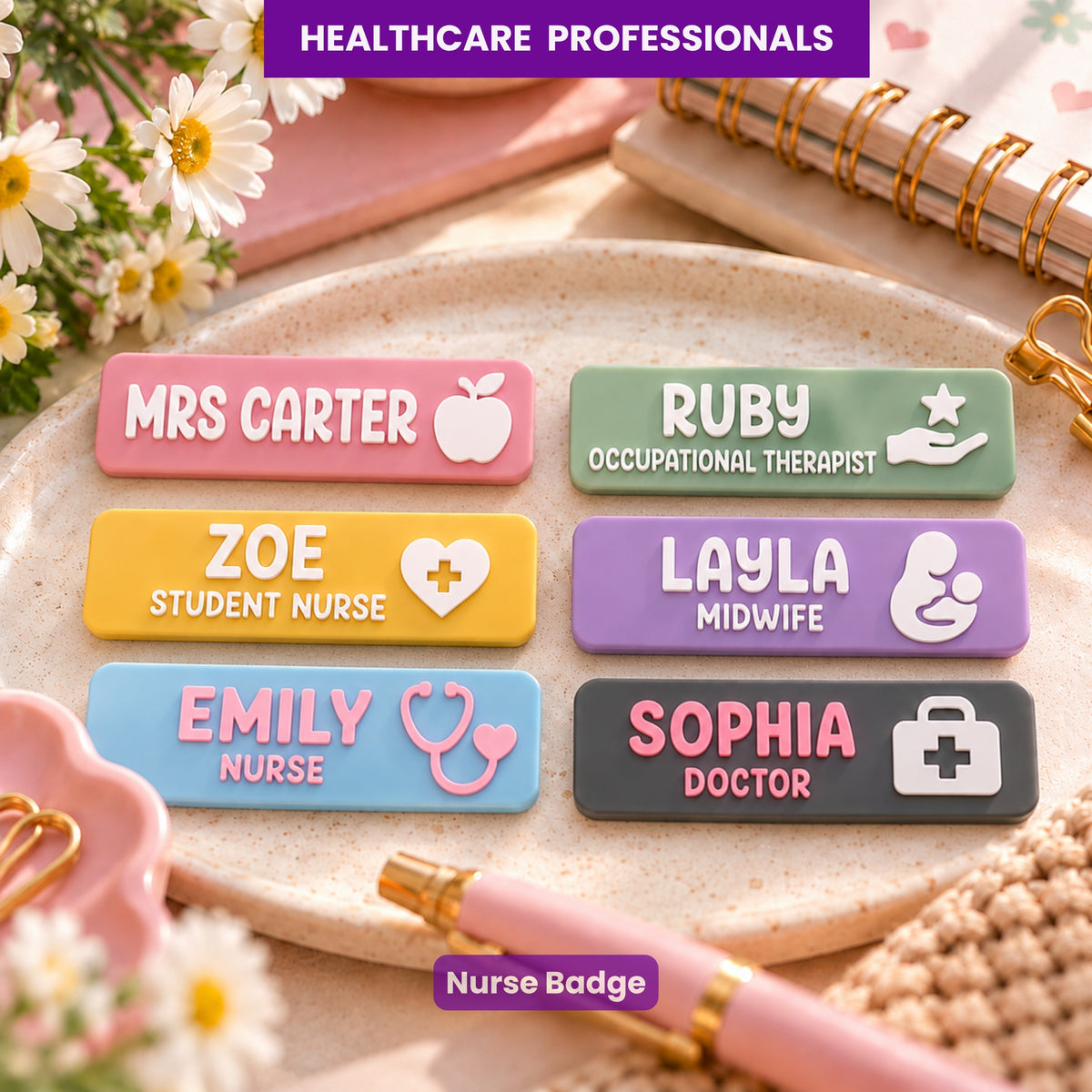 HEALTH CREW Custom Healthcare Name Badge