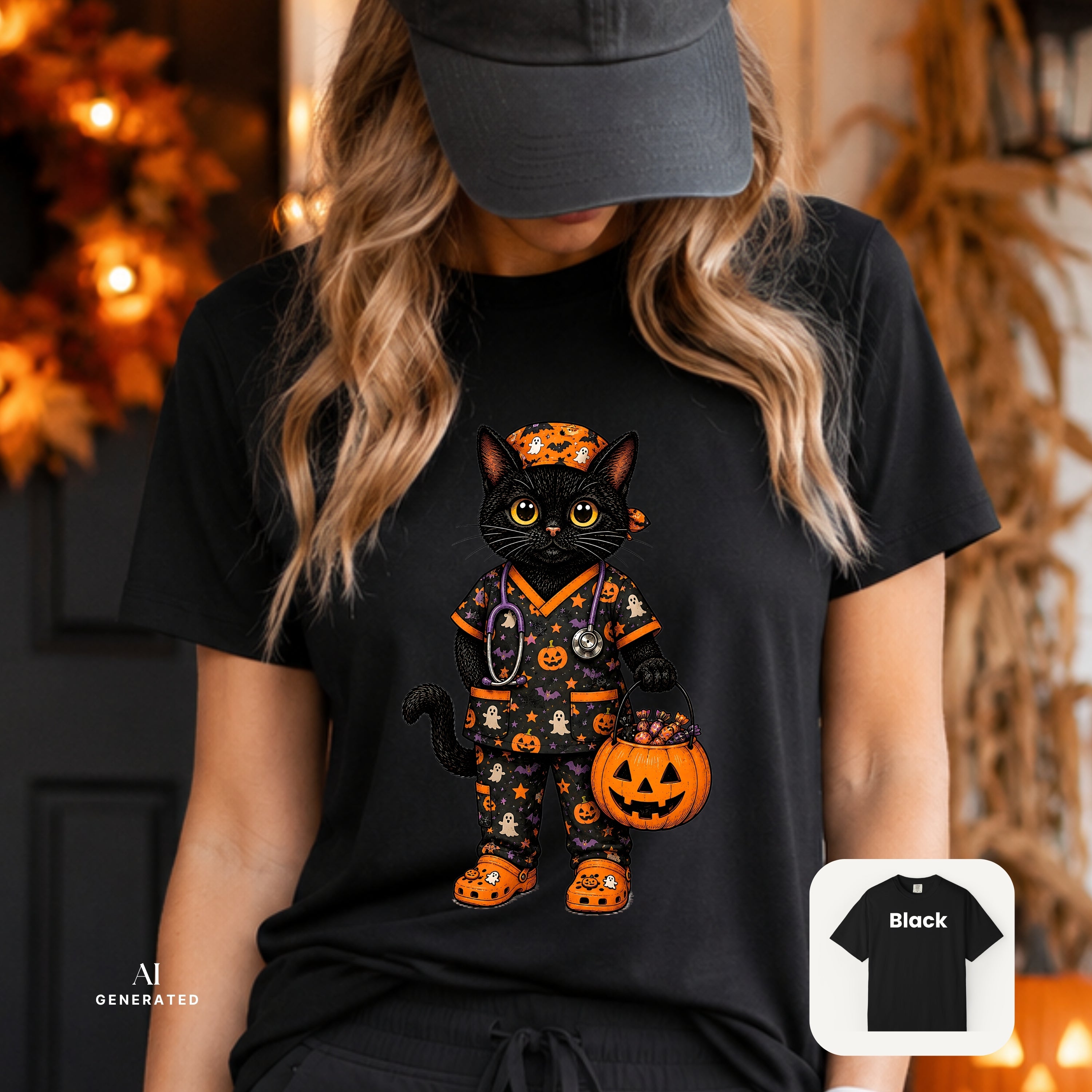 Nurse Cat Halloween Fall TShirt
