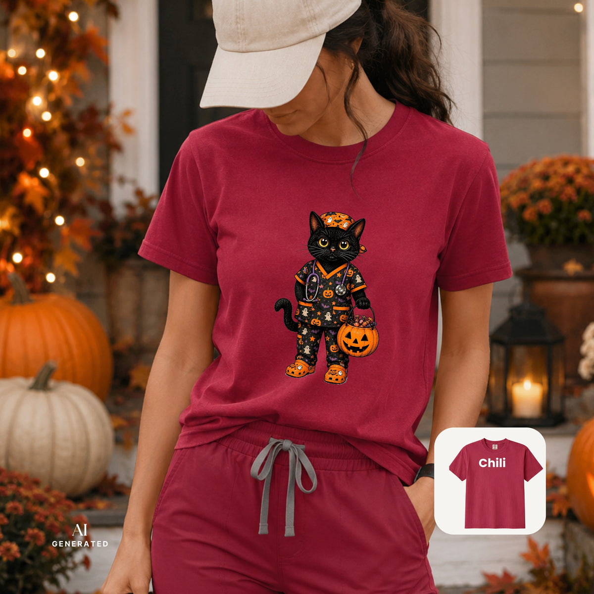 Nurse Cat Halloween Fall TShirt