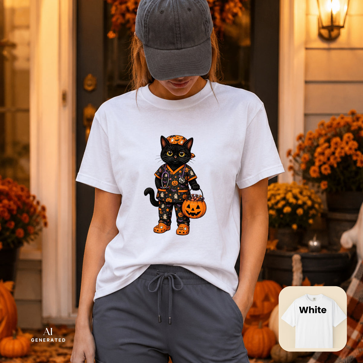 Nurse Cat Halloween Fall TShirt