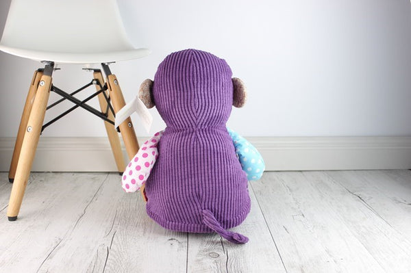 Harlequin Monkey Purple Cubbie - Teddie & Lane
