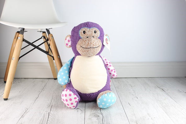 Harlequin Monkey Purple Cubbie - Teddie & Lane