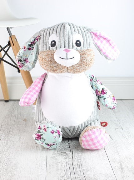 Personalised Teddy Bear - CHRISTMAS Clovis Bunny Cubbie Pink -40cm - Teddie & Lane