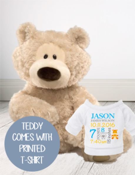 Personalised Teddie - Philbin Cream Teddy w/T-Shirt - Teddie & Lane