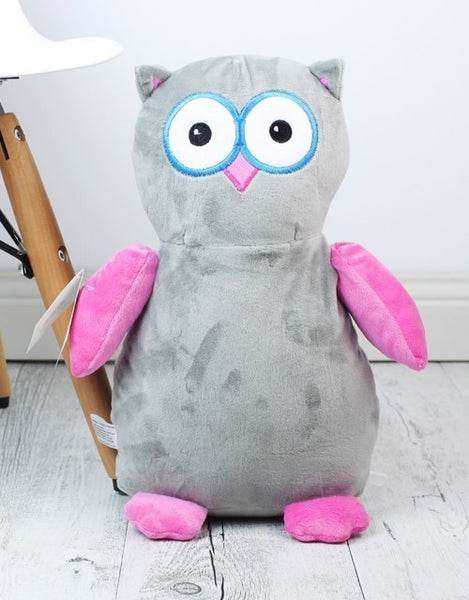 Personalised Teddy Bear -Hooty Lou OWL Pink/Grey Cubbie - Teddie & Lane