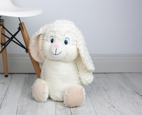 Personalised Teddy Bear - EASTER Egg White Bunny Cubbie - Teddie & Lane