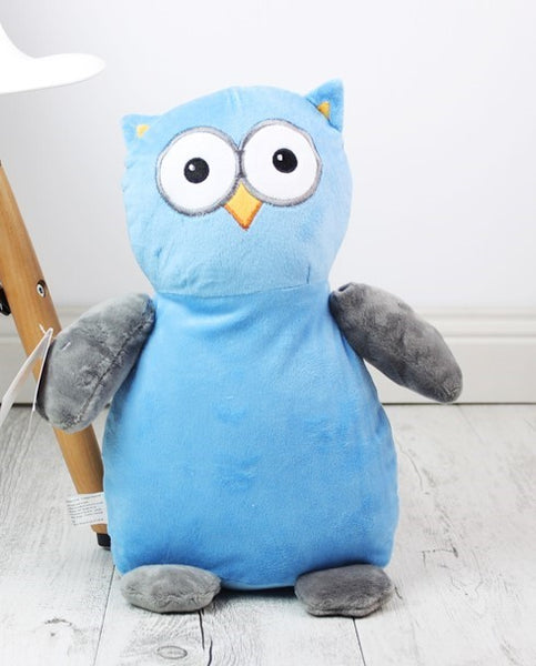Personalised Teddy Bear -Hooty Lou OWL Blue/Grey Cubbie - Teddie & Lane