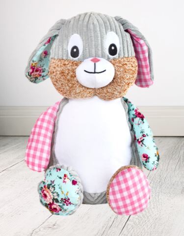 Personalised Teddy Bear - EASTER Clovis Bunny Cubbie Pink -40cm - Teddie & Lane