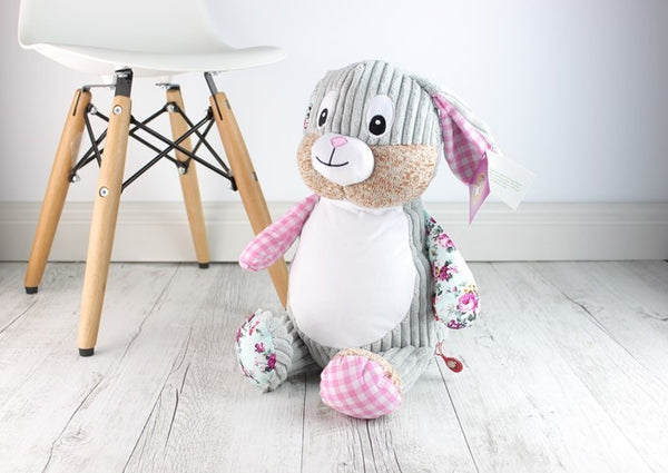 Personalised Teddy Bear - CHRISTMAS Clovis Bunny Cubbie Pink -40cm - Teddie & Lane
